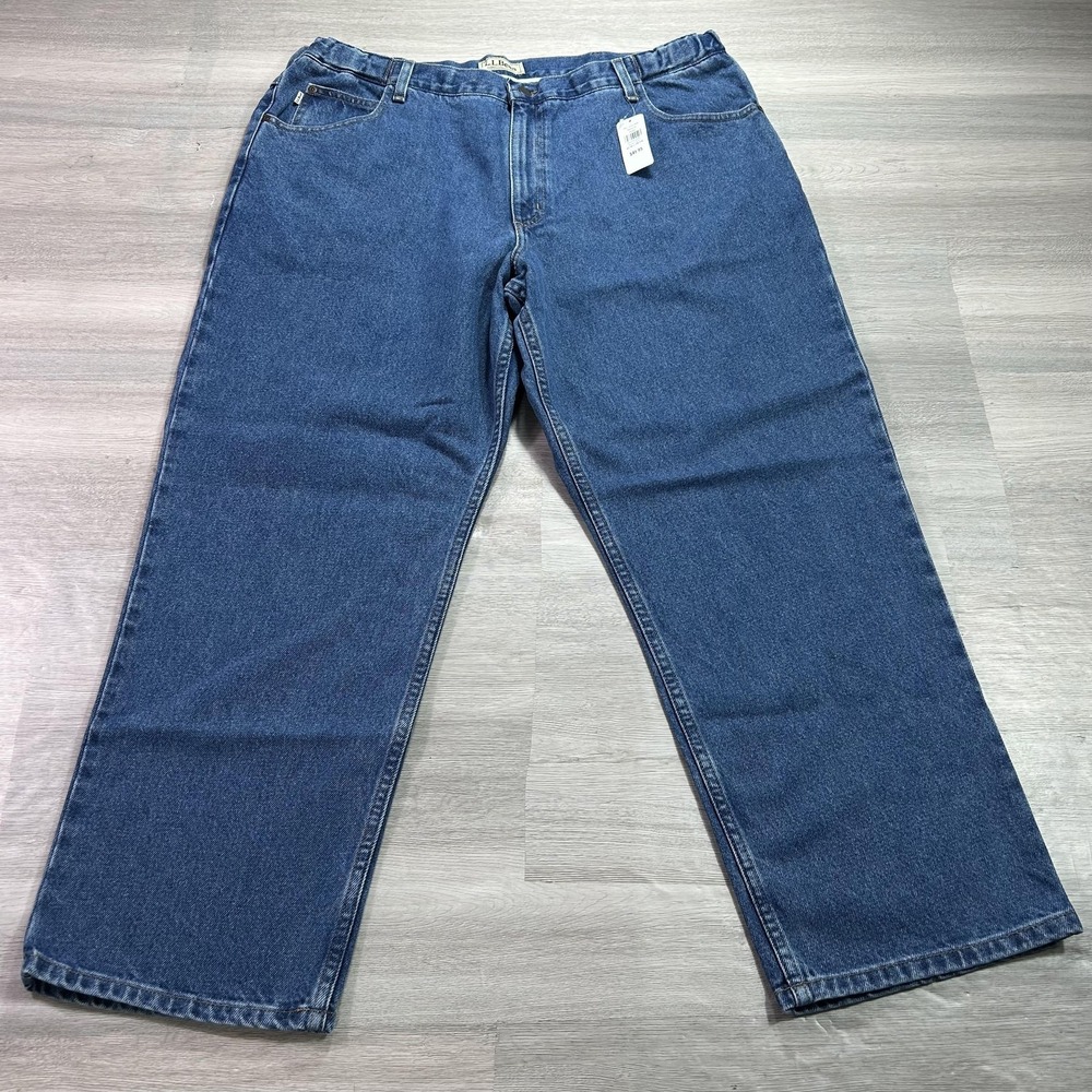 NEW L.L. Bean Double L Comfort Waist Jeans Mens 42x29 Blue Denim Pants Stonewash